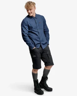 Lundhags Ekren Solid Ms LS Shirt Mid Blue Fashion