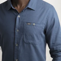 Lundhags Ekren Solid Ms LS Shirt Mid Blue Fashion