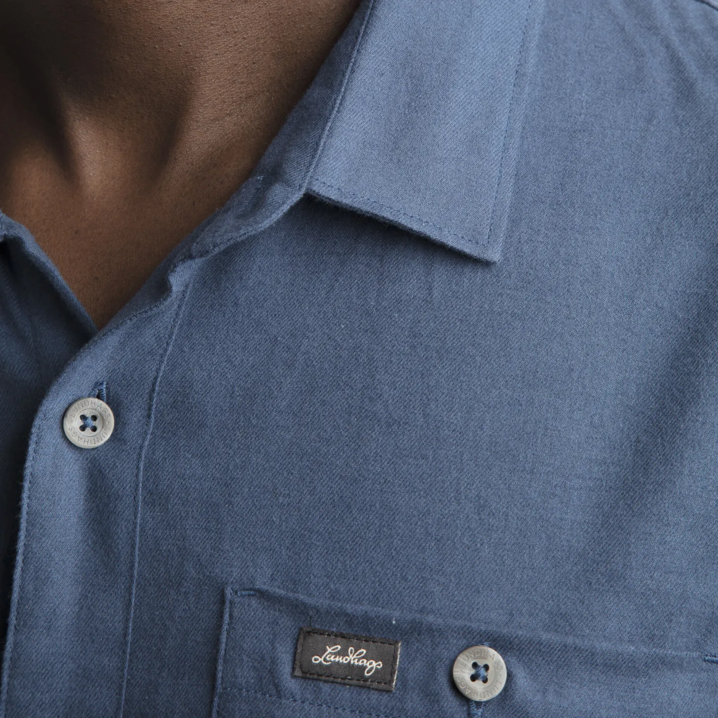 Lundhags Ekren Solid Ms LS Shirt Mid Blue Fashion