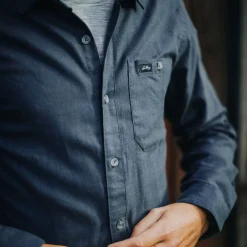 Lundhags Ekren Solid Ms LS Shirt Mid Blue Fashion