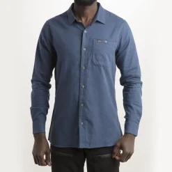 Lundhags Ekren Solid Ms LS Shirt Mid Blue Fashion