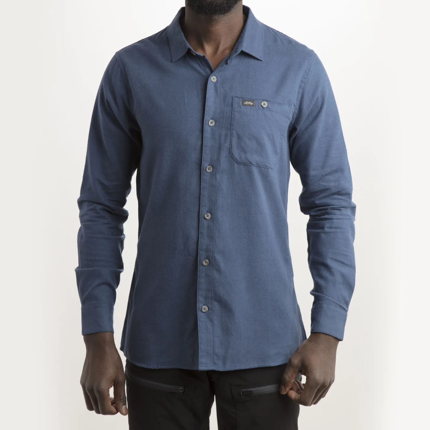 Lundhags Ekren Solid Ms LS Shirt Mid Blue Fashion